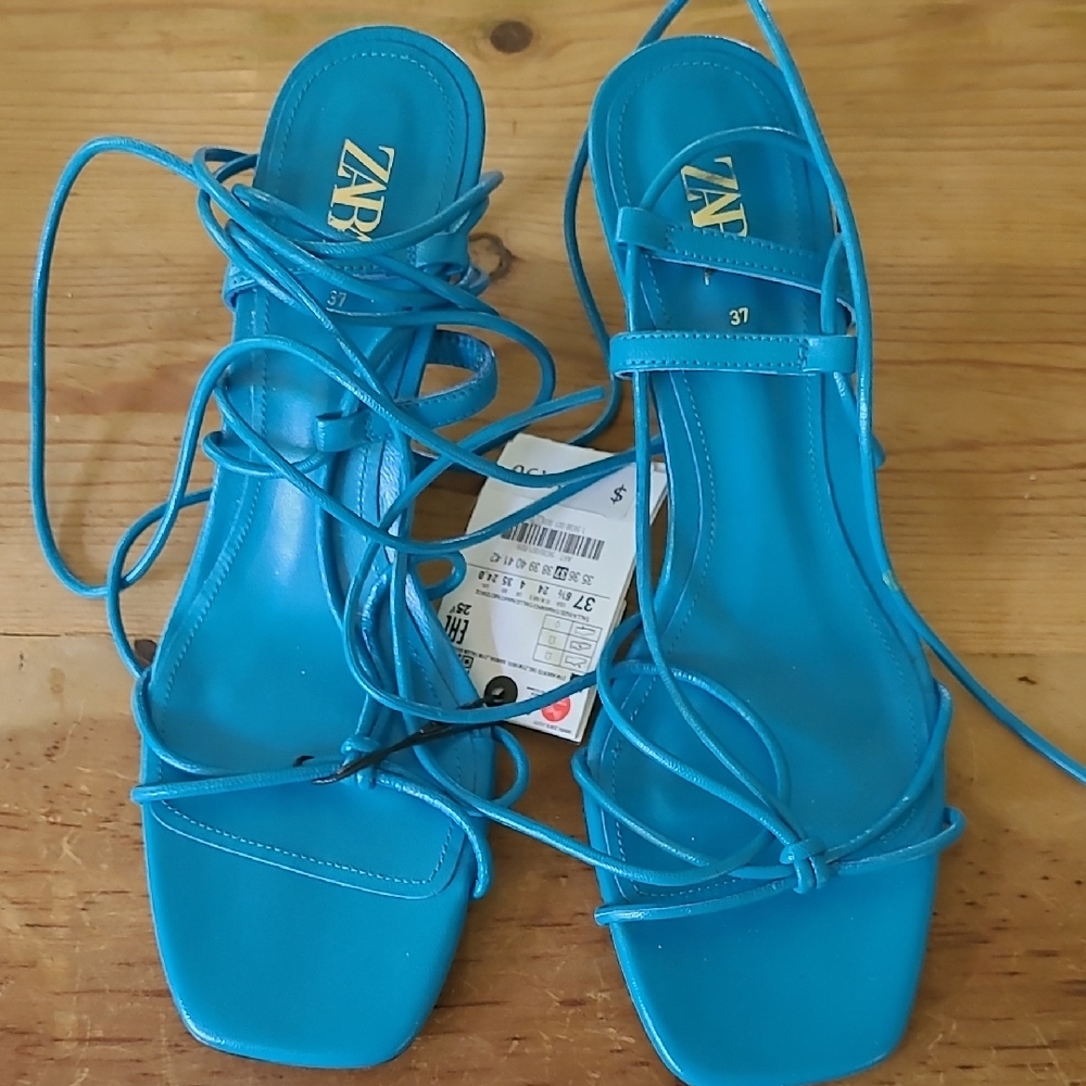 Zara Turquoise Strappy Heels